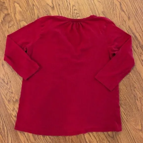 Lucky Brand | Red Knit Button Front Top - Picture 2 of 5